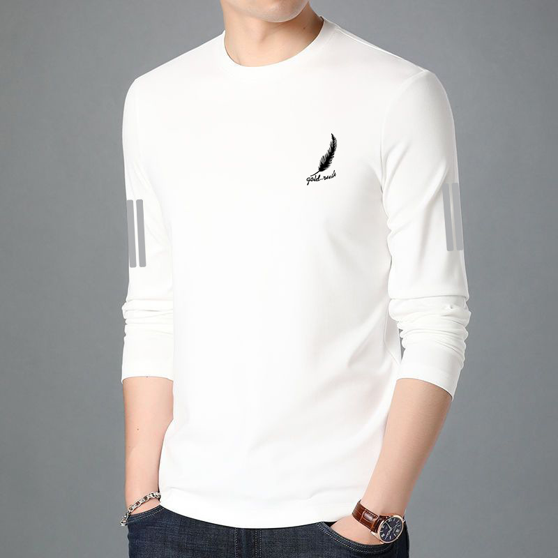 Men's long sleeved T-shirt, men's autumn inner wear, men's loose elastic base shirt, men's printed T-shirt
