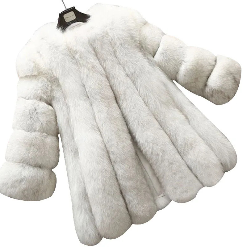 Europe and The United States Fur Coat Womens Autumn Winter Fox Medium Long Jacket 241118