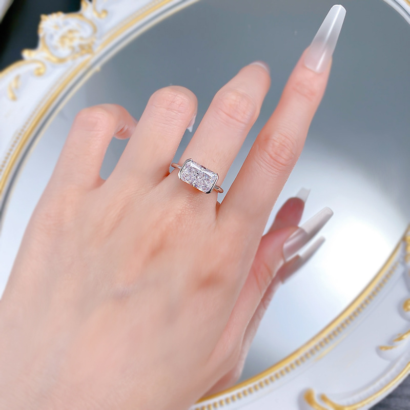 Choucong Brand New Wedding Rings Elegant Sparkg Genuine 100% Sterg Sier Ice Cut White Natural Moissanite Dia Eternity Women Engagement Band Ring