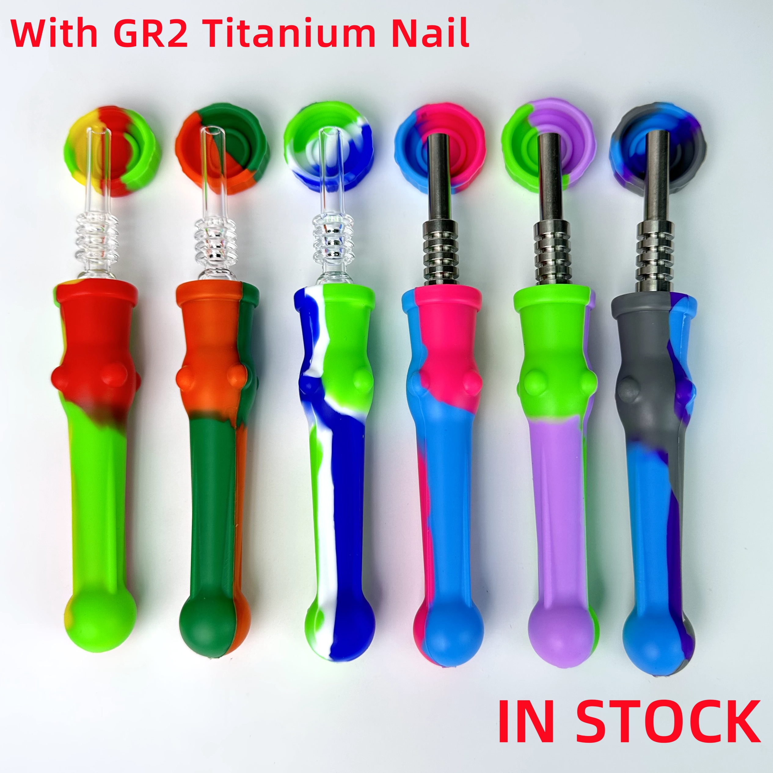Silicone Nectar Collector kit with GR2 Titanium Nail Quartz Tips NC Kits nector collector mini silicone tobacco pipes for oil rig glass bong