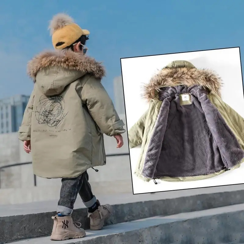 High Quality Winter Child Boy Coats Jacket Parka Big Kids Thicking Warm Coat 6 8 10 12 14 Year Puffer Hooded Outerwears 241118