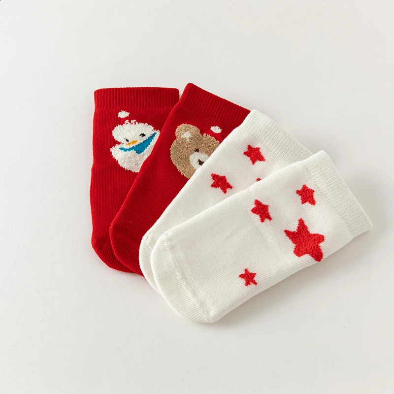 Dave Bella 2 pairs of baby Christmas socks soft cotton childrens high socks baby boy girl cute socks DB4237408 241118