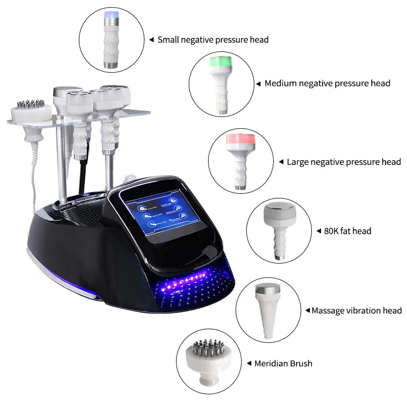5D 6 in1 Ultrasound 80K Cavitation RF Ultrasonic Vacuum Slimming Radio Frequency Massager Skin Care Device Health Machine