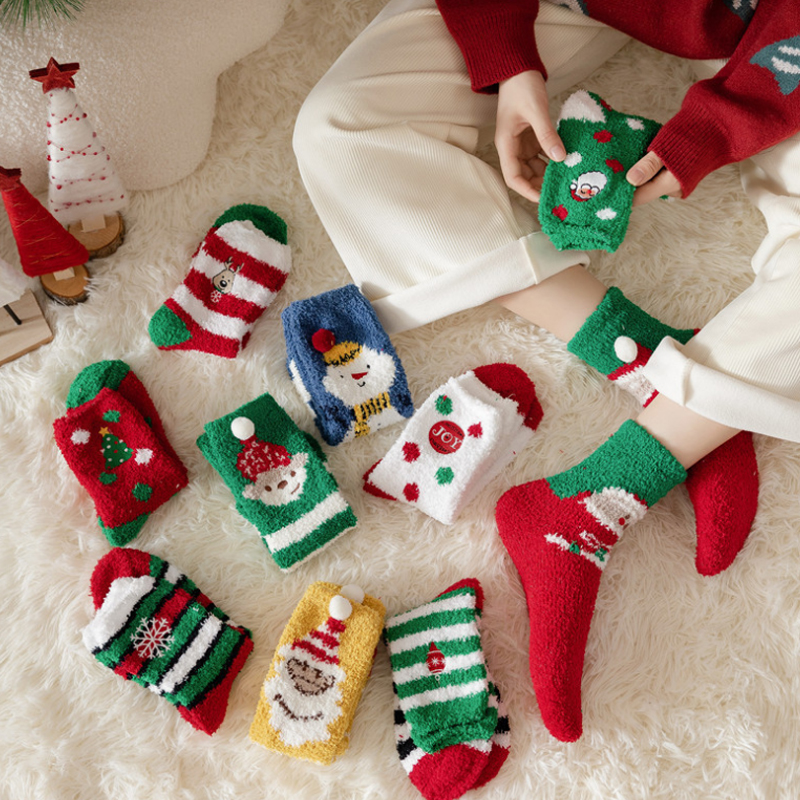 Designer Socks Ball Coral Veet Thickened Warm Sleep Parent Child Socks Children S Christmas Gifts Festival Scene Decoration YA Sports Socks