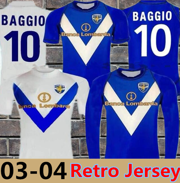2003 2004 Brescia Calcio Retro Soccer Jerseys GUANA BAGGIO CARACCIOLO MAURI DI BIAGIO Home Away Long Sleeve Football Shirt Uniforms
