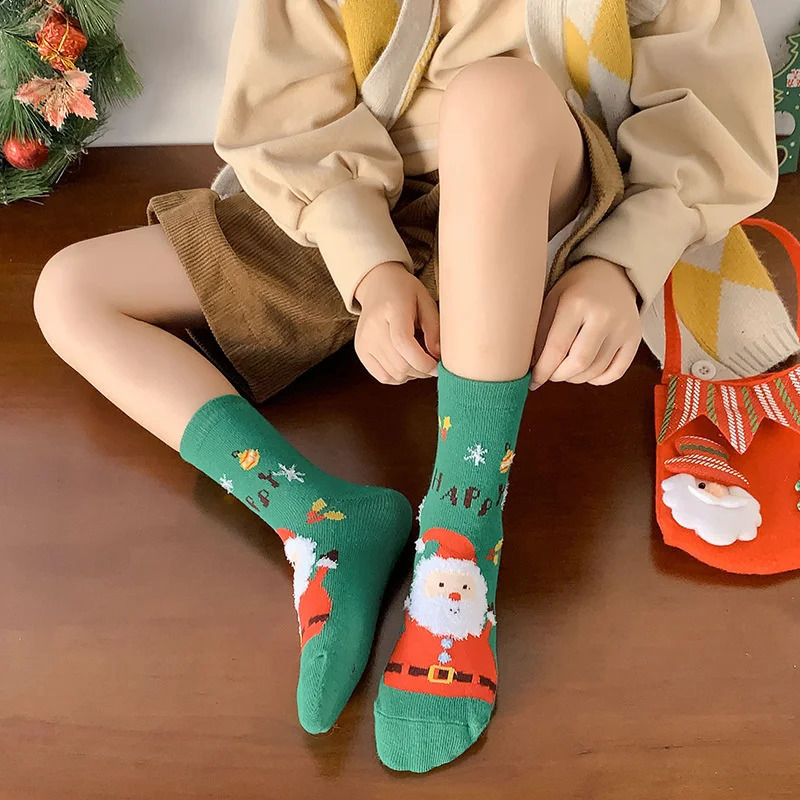 Lawadka 3 pairs/batch 1-12 year Christmas childrens girl boy socks cartoon cotton Year childrens girl socks Spring and Autumn 241118