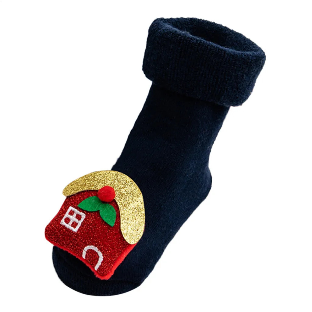 Merry Christmas Socks Childrens Boys and Girls Santa Claus Deer Non slip Knitted Warm Socks Santa Claus Deer Autumn Knitted Warm Socks 241118