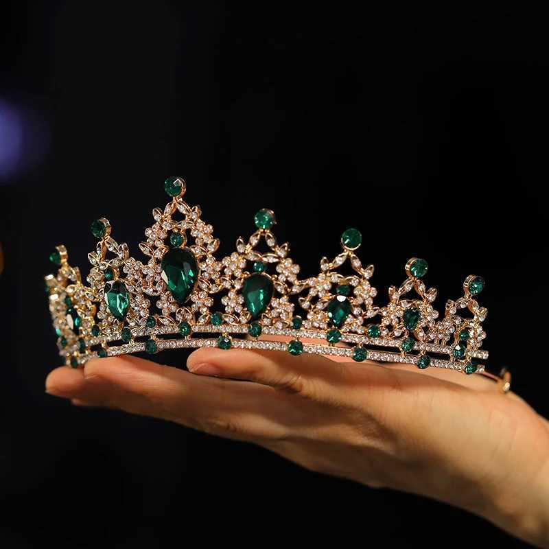 Itacazzo Bridal Headwear Green Ladies Fashion Wedding Princess Rhinestone Classic Tiaras Girls Romantic Birthday Crown W241118