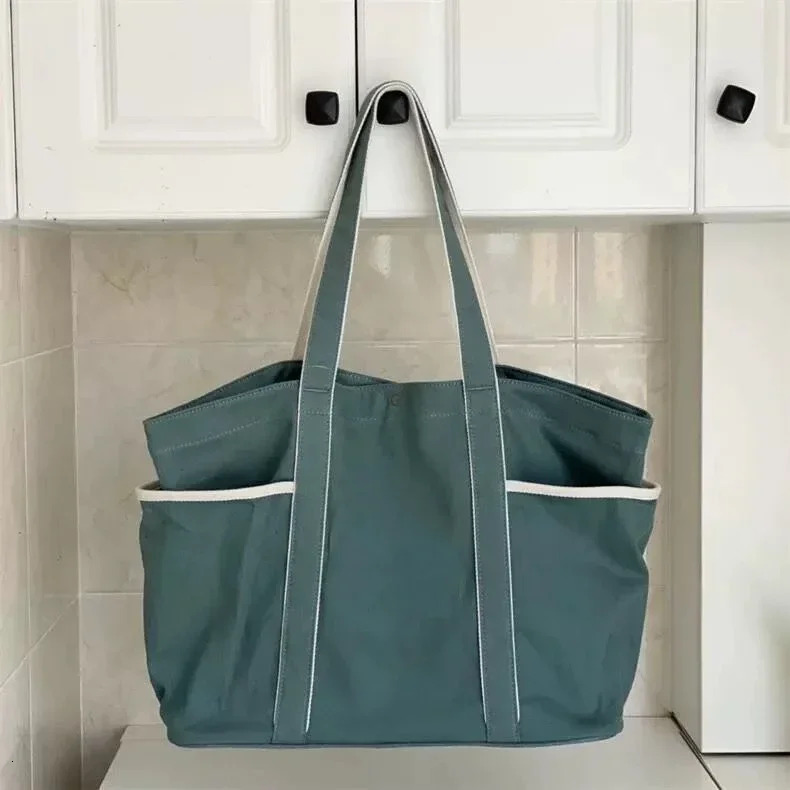 New Canvas Handbag Shoulder Tote Yoga Beach Bag Outdoor Sports Cotton Fabric Pleated BagVoyage