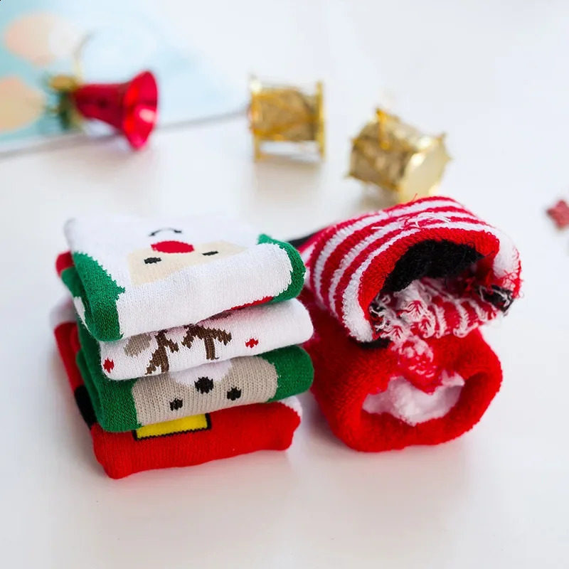 Christmas Children Socks 5 pairs/lot Socks for Girls Boys Autumn Winter Warm Childrens Year Soft Socks 241118