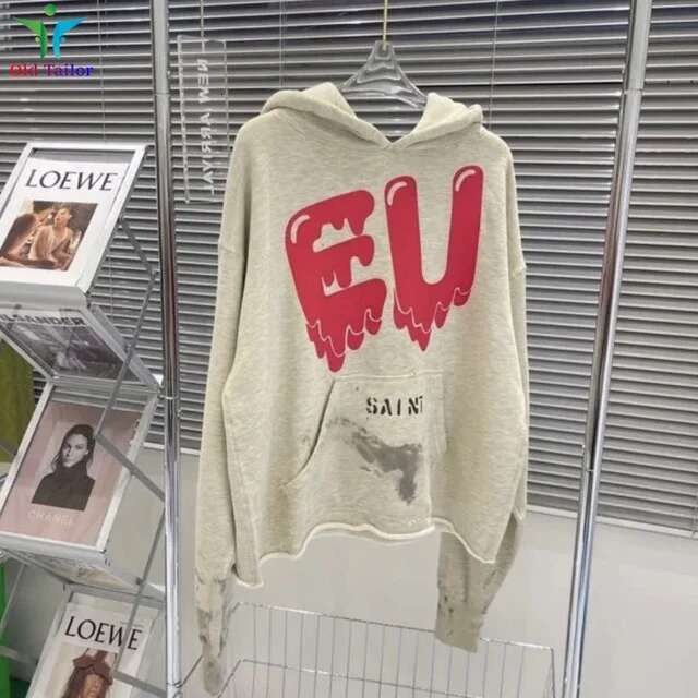 Retro ripped washed autumn and winter hip-hop hoodie loose hoodie pullover sweatshirt men's and women's couple set