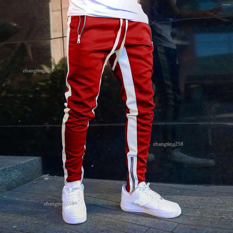 Men's Pants Men Jogger Fitness Slim Gym Long Sweatpants Contrast Colors Elastic Waist Drawstring Breathable Autumn Trousers 2024