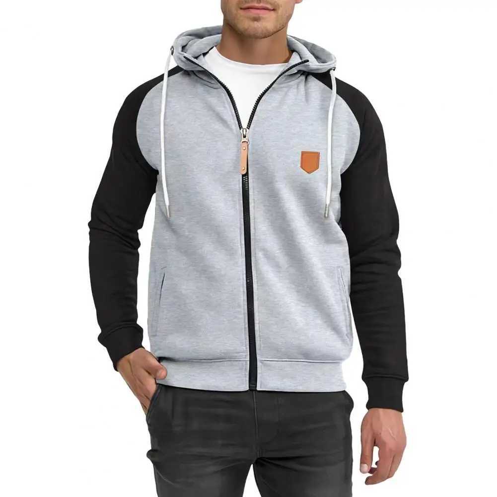 High Quality Mens street clothing hooded sweatshirt with mens color lock Drstring hooded sweatshirt with zipper closure pocket suitable for casual wea