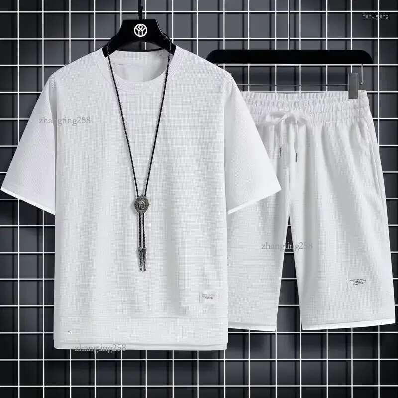 Men's Tracksuits Casual Sport Suit Loose Fit Short Sleeve Shorts 2024 Summer Trendy High Street Fashionable Set