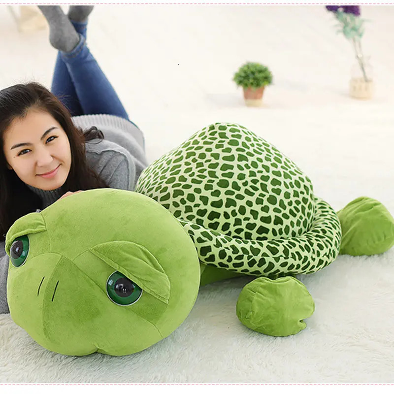 20100cm Cute Super Green Big Eyes Stuffed Tortoise Doll Turtle Animal Plush Toy Boy Girl Birthday Gift 241118