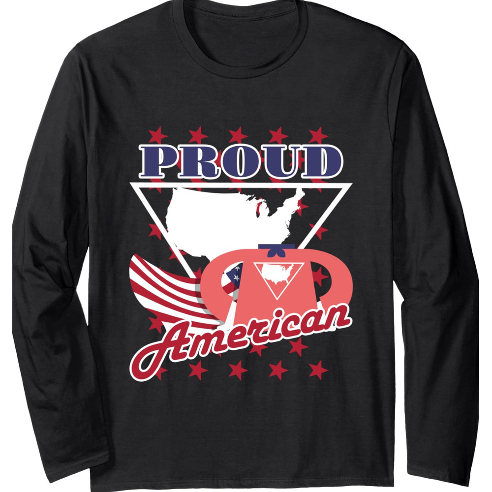 Long Sleeve Shirts for Men sweatshirt Proud American Map Funny Cool Patriots Day Gift Long Sleeve Tee Streetwear Casual tops clothes Fashion Trends