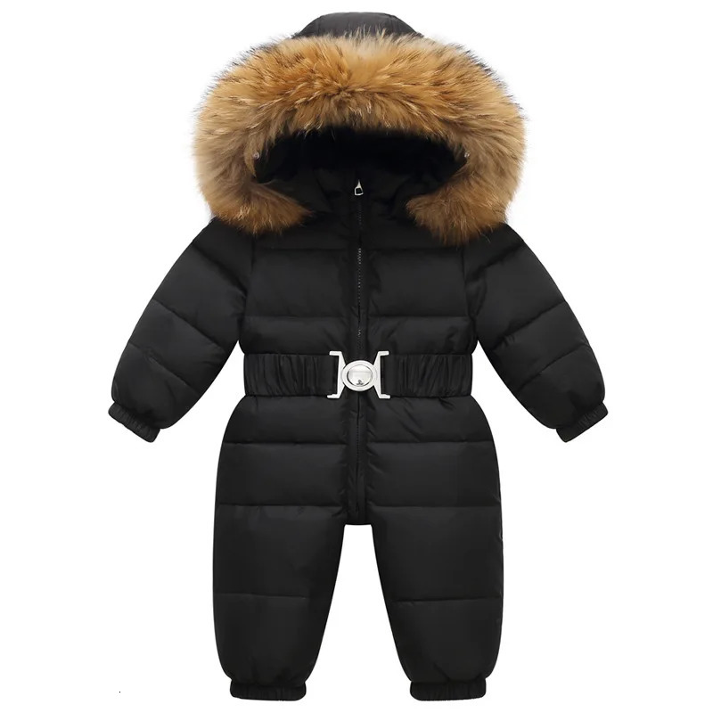 Children Winter Overalls Waterproof Hooded Girl Down Jacket Baby Boy Warm Jumpsuit Toddler Faux Fur Ski Suit Kids Snowsuit 241118