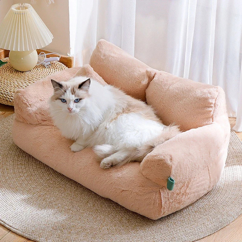 Winter House Plush Sofa Washable Pet Nest Bed Thick Comfortable Mat Dog Sleep Cat Furniture 241115
