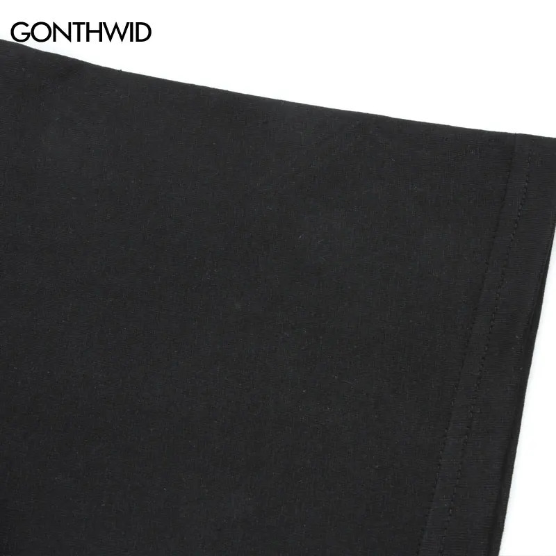 Men Hip Hop T Shirt Streetwear Dark Style Shadow Printed T-Shirt Summer Short Sleeve Tshirt Harajuku Cotton Tops Tees Black 240409