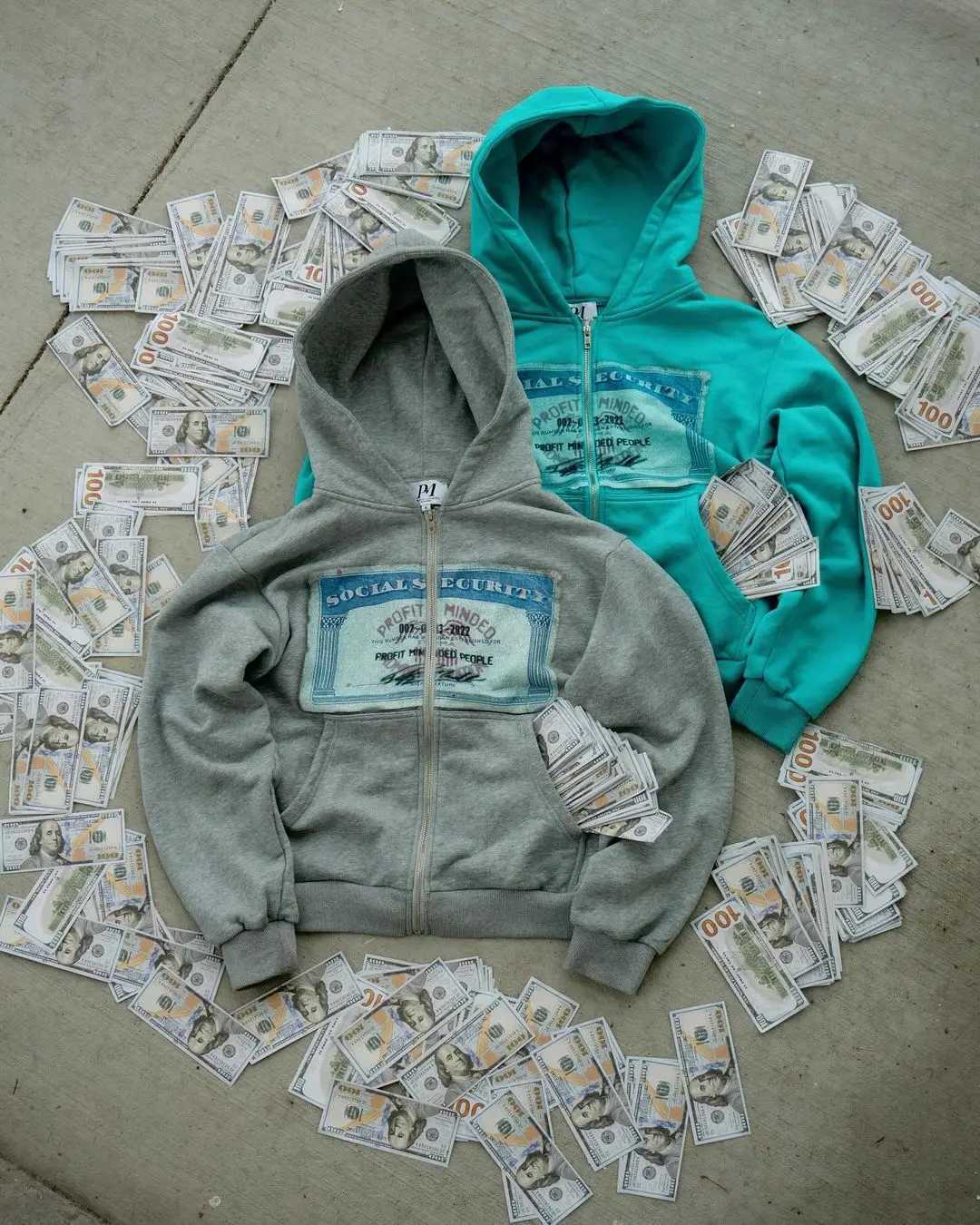 New Arrival Money printed sweatshirts zip up hoodies for street mens wear oversi harajuku y2k top casual hoodies tracksuit mens wear Z241118