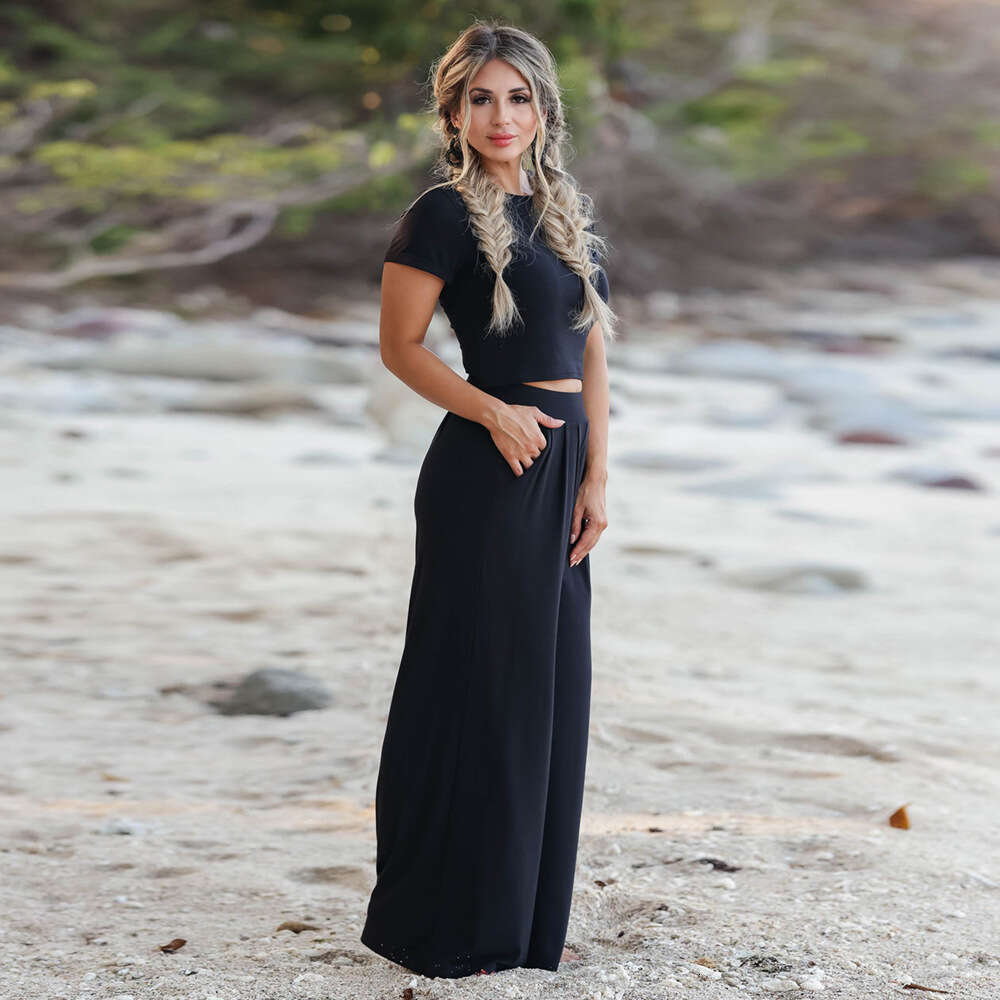 Fashion Casual 2024 Spring/summer New Short Sleeve T-shirt+pants Two Piece Set Large Women's Wear F41837