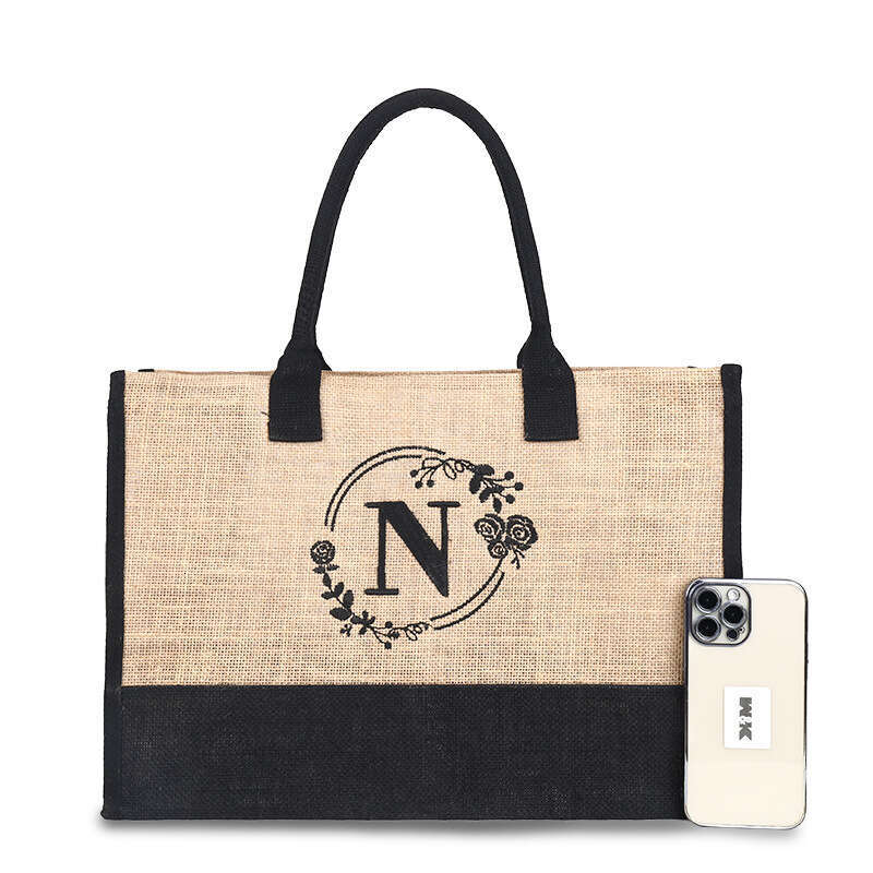 2024 Hot Selling Jutebag Fashionable and Simple Letter Tote Large Capacity Handheld Huangma Guangzhou Bag