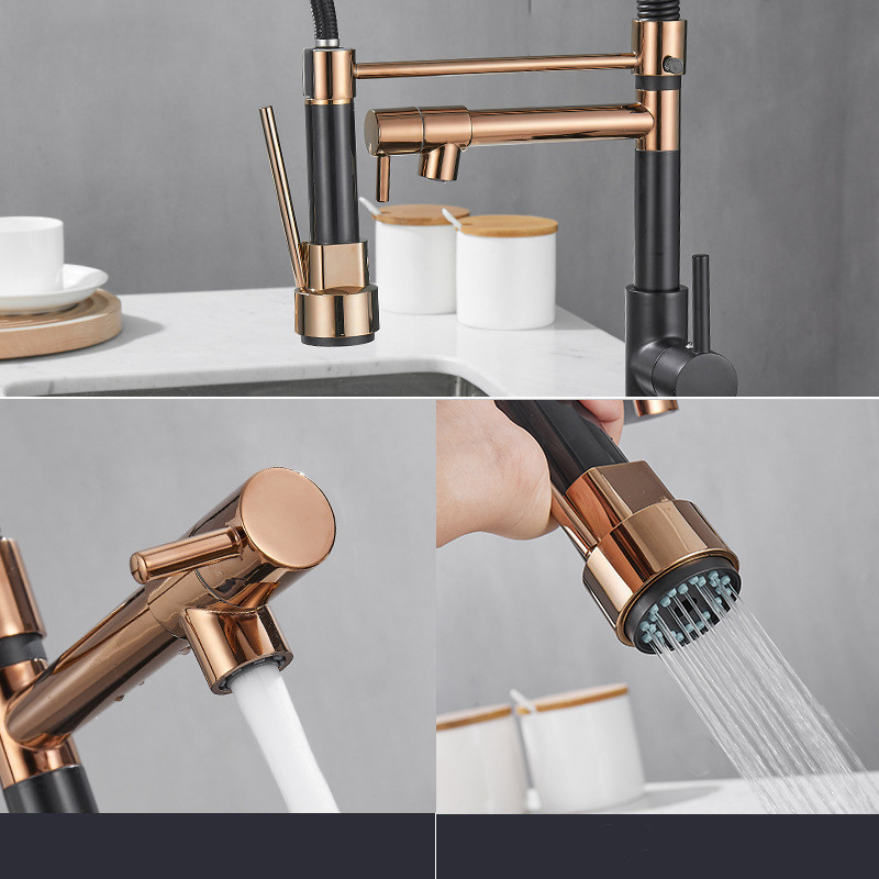 Gold spring hot and cold mixed water multi-functional kitchen universal double faucet dish basin sink water dragon Bathroom appliance