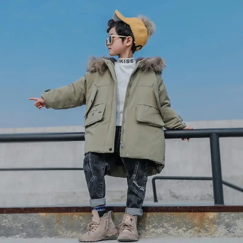 High Quality Winter Child Boy Coats Jacket Parka Big Kids Thicking Warm Coat 6 8 10 12 14 Year Puffer Hooded Outerwears 241118