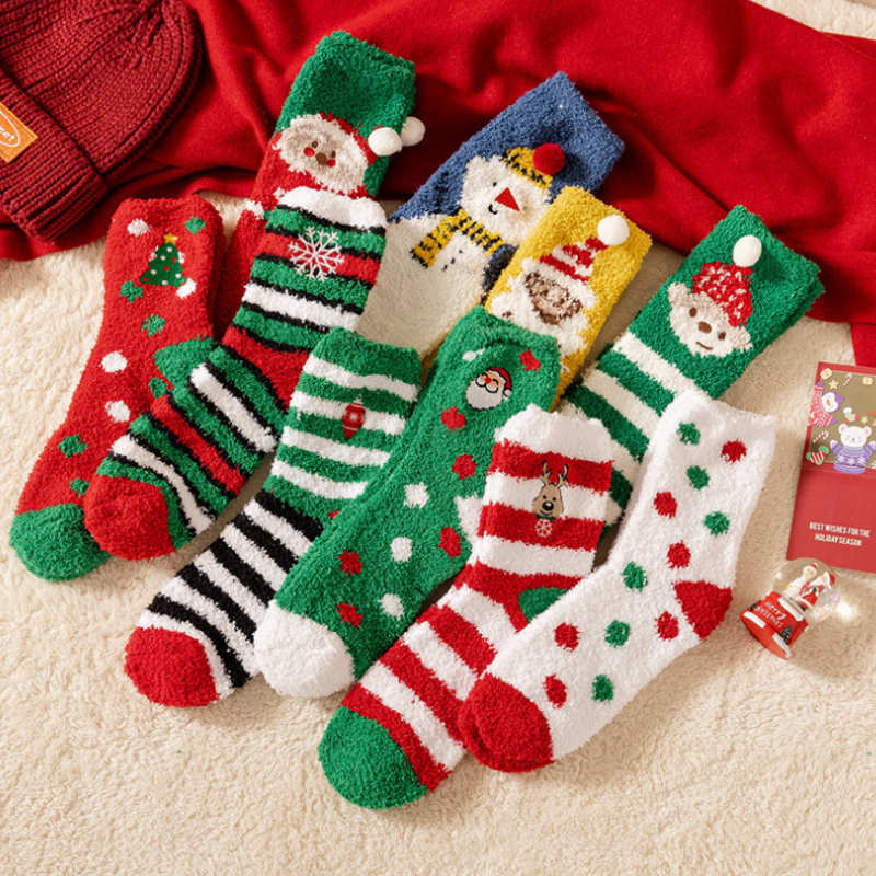 Designer Socks Ball Coral Veet Thickened Warm Sleep Parent Child Socks Children S Christmas Gifts Festival Scene Decoration YA Sports Socks