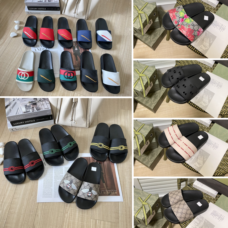 With box Designer Slippers for Mens Womens Flat Heels Slides Fashion Luxury Floral Sliders Grid pattern Print Slippers Summer Sandals Beach Slide