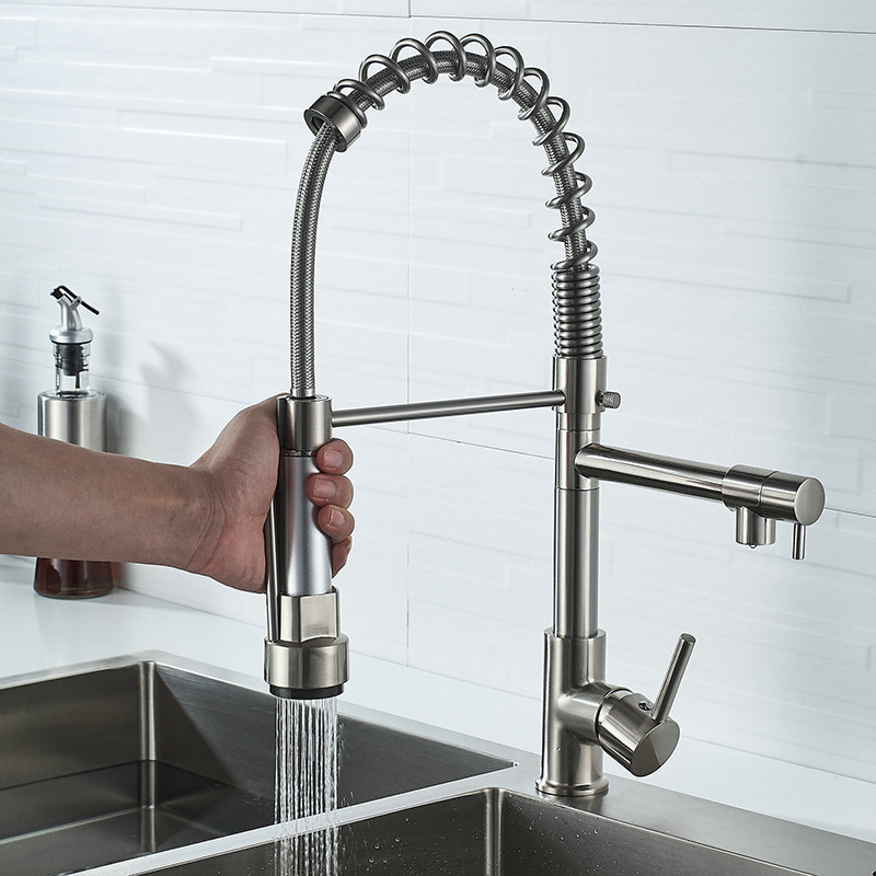 Gold spring hot and cold mixed water multi-functional kitchen universal double faucet dish basin sink water dragon Bathroom appliance