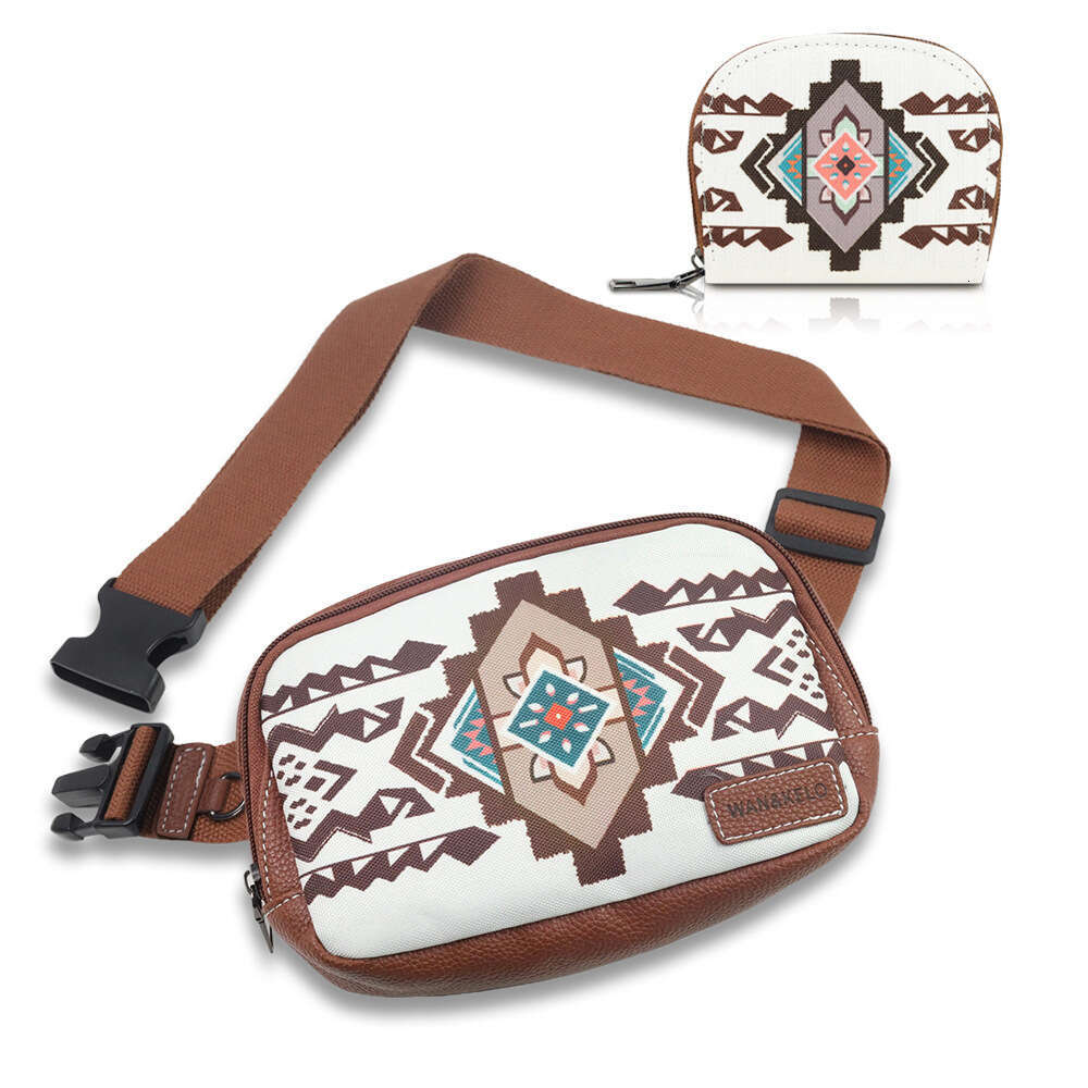 Hot selling two-piece Bohemian ethnic style women's crossbody small card chest bag, waist bag
