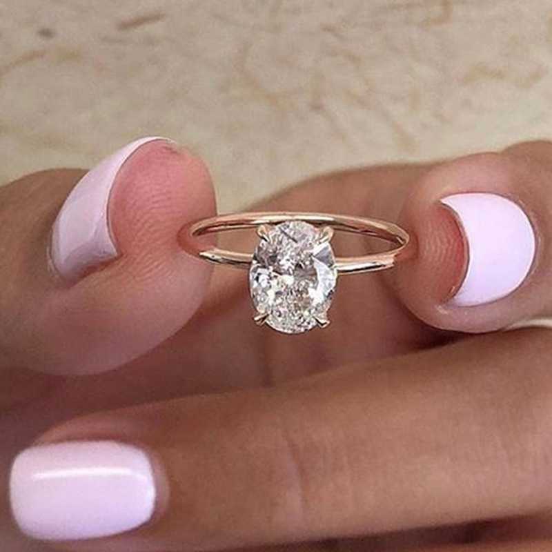 Top quality Luxury Oval Crystal Cubic Mosan Diamond CZ Ring Shiny Gold Color Engagement moissanite Rings for Women Wedding Cocktail Party Gift Fashion
