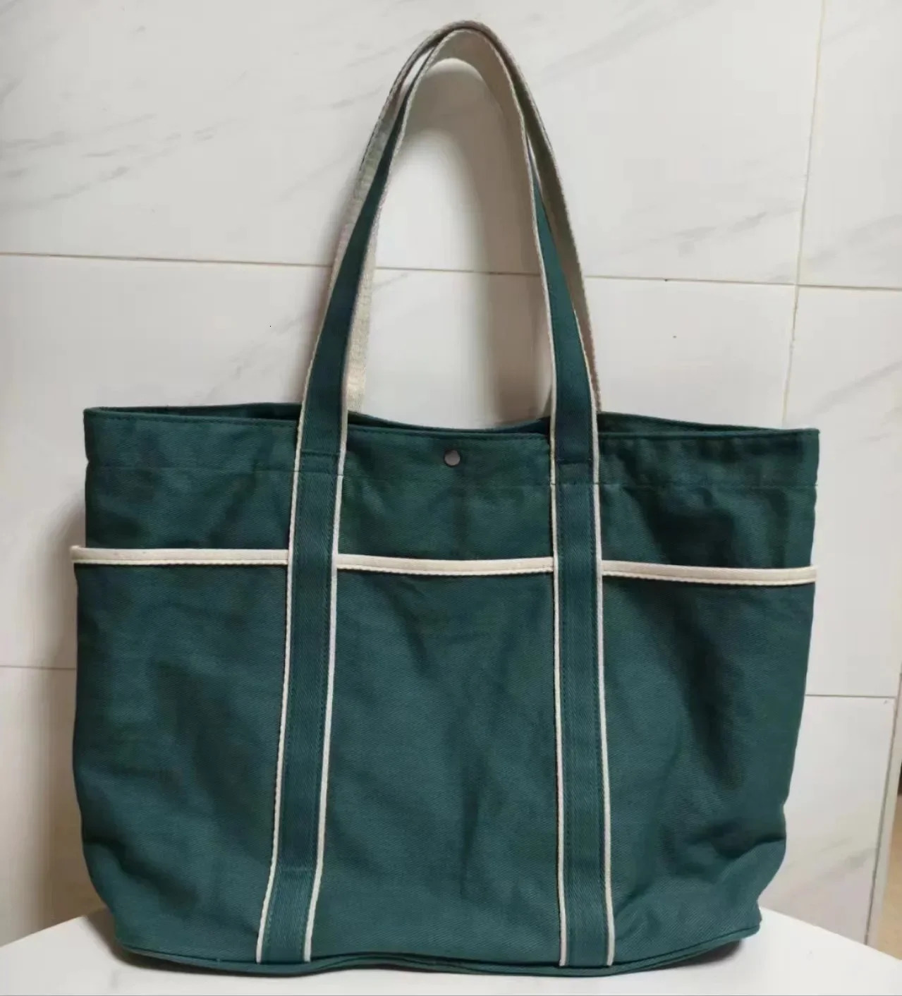 New Canvas Handbag Shoulder Tote Yoga Beach Bag Outdoor Sports Cotton Fabric Pleated BagVoyage