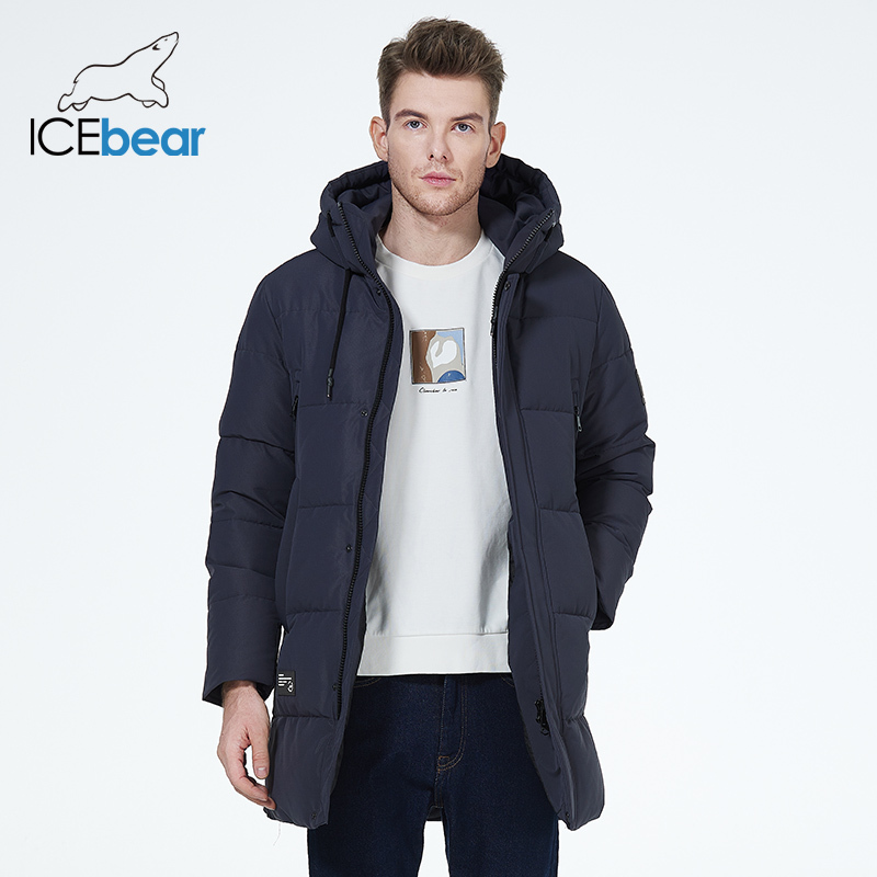 Icebear 2023 Winter Clothing Thicken Warm Hooded Men's Mid-Length Coat Fashionable Cotton Jacket Mwd3061d