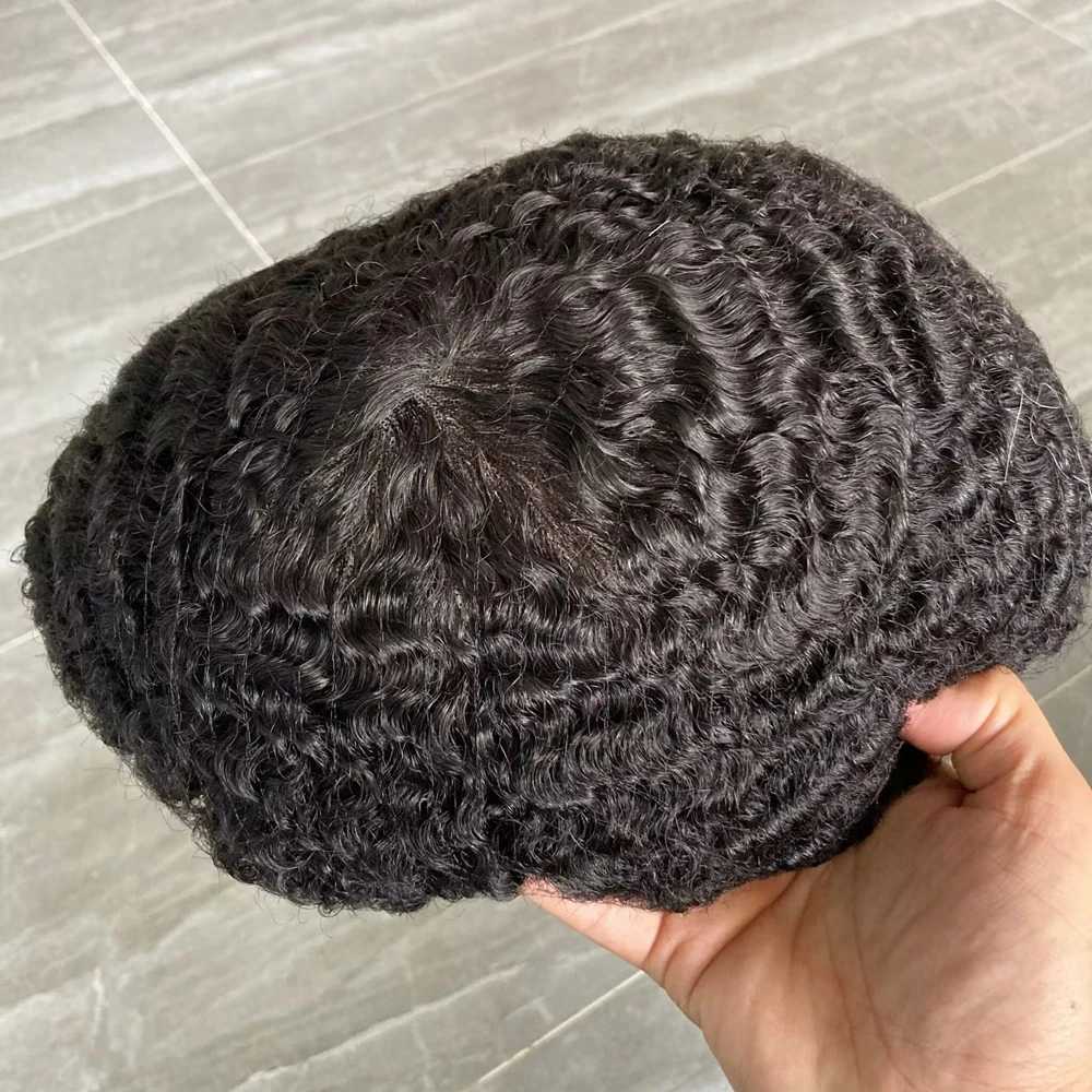 Breathable single lace top black mens hair style cheap Toupee suitable for African mens hair loss solution beauty hair unit M241118