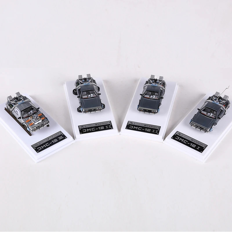 MJ 1 64 DeLorean DMC I II III Back To The Future Time Machine MrFusion Diecast Toy Vehicle Car Model 241118