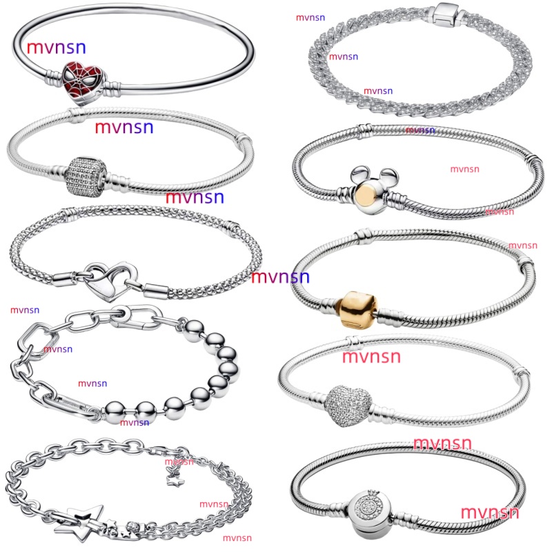 Designer bracelets with box Crown bracelet Snake bone chain for women 925 silver Cuban chain Spiders bracelets heart charm bracelet jewelry gifts