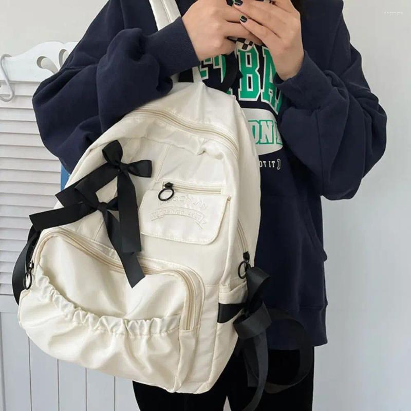 2025 NEW School Bags wer Bow Backpack Kawaii Canvas Large Capacity Students Bag Storage College Style Shoulders Outdoor