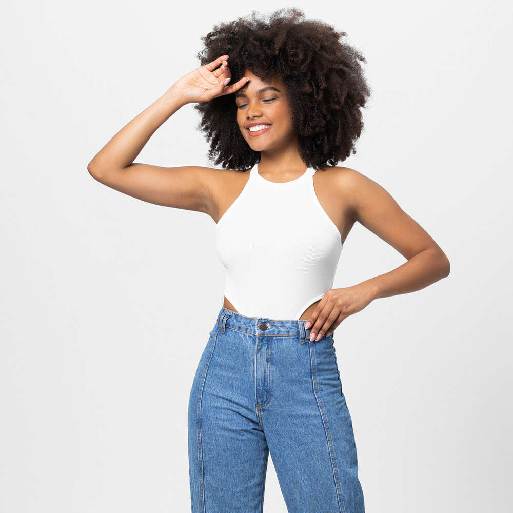 Women's Solid Color Sexy Leyin High Fork T-shaped Tight Fitting Thread Hanging Neck Jumpsuit, Spicy Girl Shorts F41827