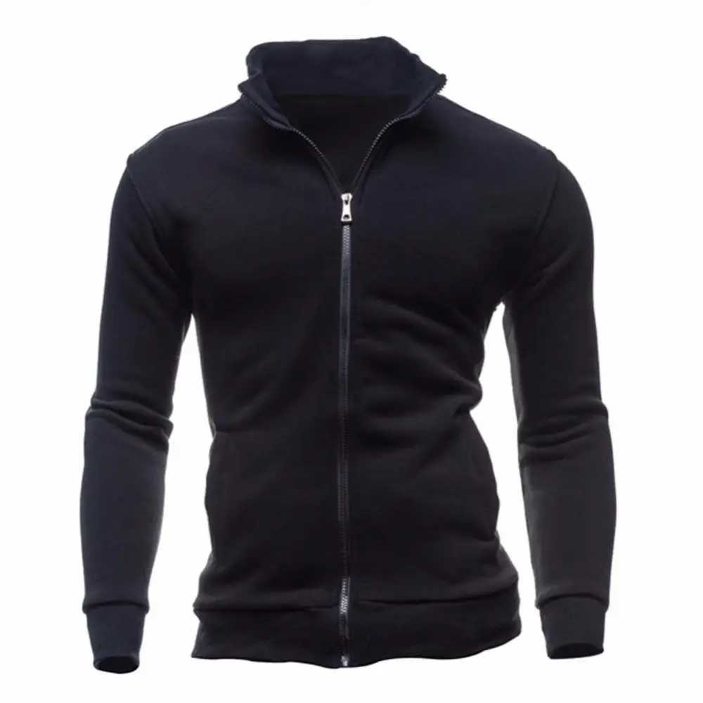 High Quality Fashionable mens zipper casual jacket brand mens stand up collar sportswear mens hoodless zipper sportswear T241118