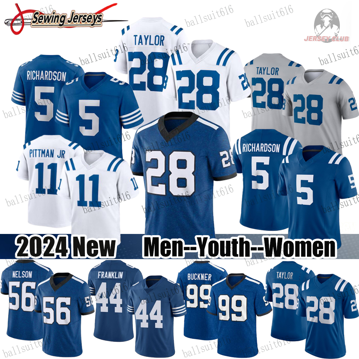 Indiana ColtsS Jersey ColtsJersey Anthony Richardson Tyler Warren Jonathan Taylor Laiatu Latu Michael Pittman Jr. Quenton Nelson Buckner Football Jerseys