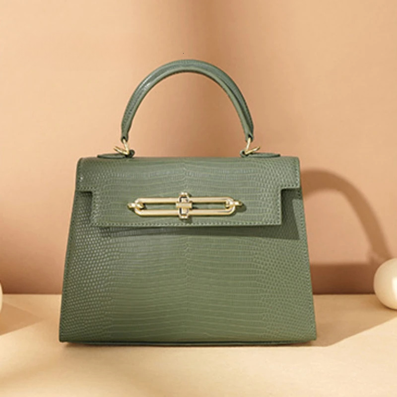 New Cowhide Women's Mini Handbag Versatile Genuine Leather Shoulder Lizard Pattern Commuting Crossbody Bags Genuine Leather BagVoyage