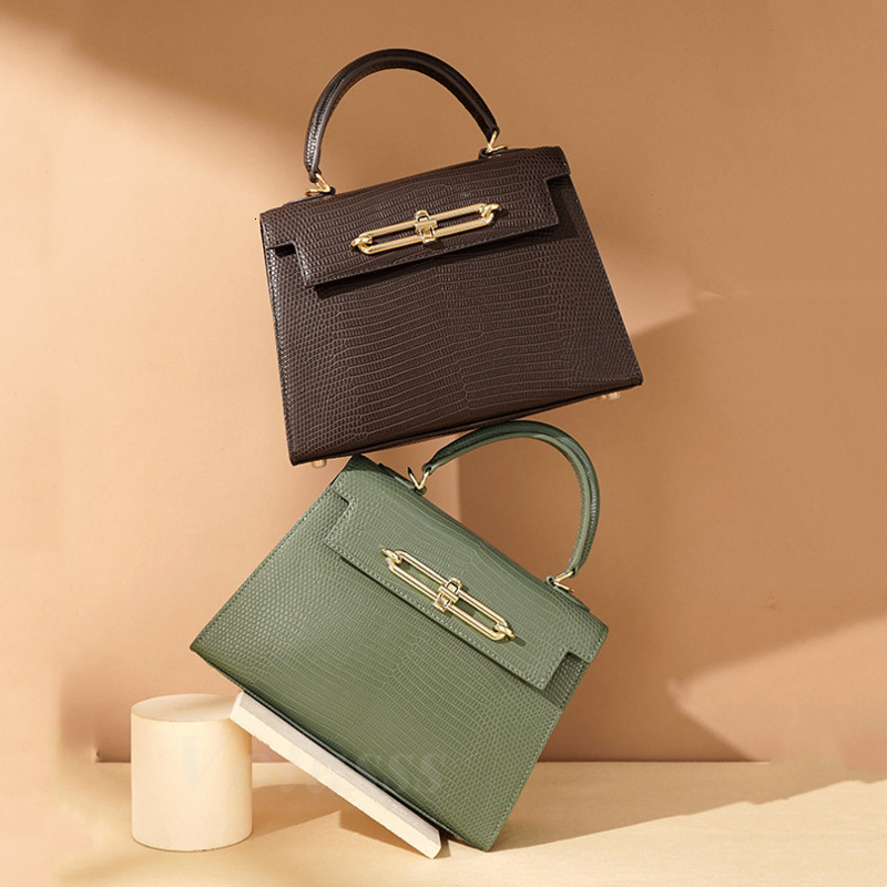 New Cowhide Women's Mini Handbag Versatile Genuine Leather Shoulder Lizard Pattern Commuting Crossbody Bags Genuine Leather BagVoyage