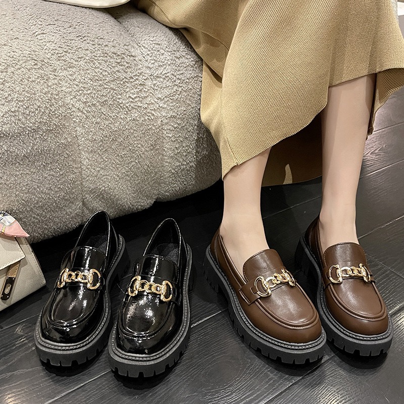 office ladies leather ea306 flats loafers retro plus size 34-42 Korean student fringe brogue shoes anti-skid thick heel sneakers women