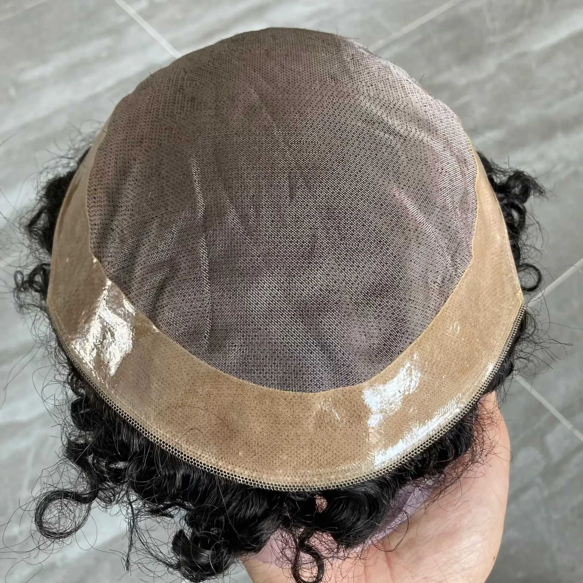20mm Curled Toupee Mens Wig Beauty Hair M Single Bottom Mens Waist Prothesis Durable Mens Hair System Mens Hair M241118