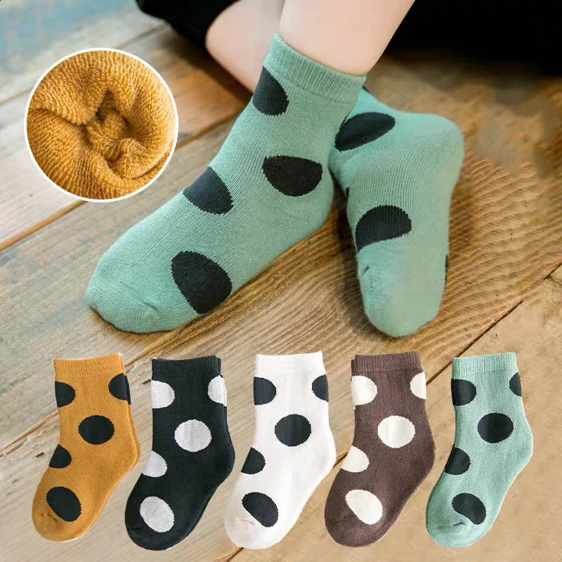 5 pairs of baby socks warm and soft in winter for boys and girls aged 1-12 thick Terry socks childrens Christmas socks 241118