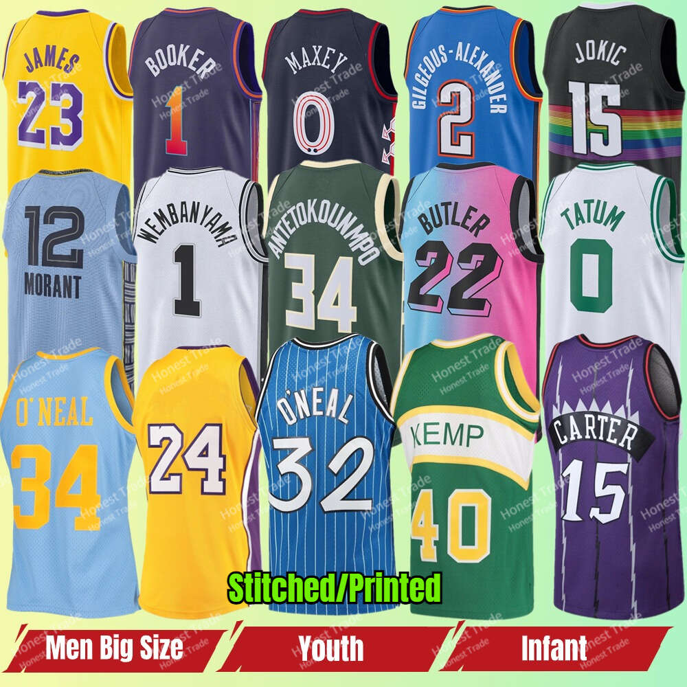 Infant Toddler Baby Youth Basketball Jersey Larry Bird Iverson Booker Stephen 30 Curry Tatum Mcgrady Giannis James Rodman Durant Lillard Tatum ButlerJokic Big Size