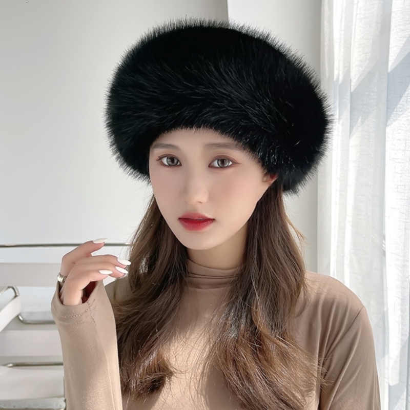 Fur Hat Women Warm Snow Ski Cap Female Faux Bomber Lady Windproof Winter Hats for Russian Ushanka 241116