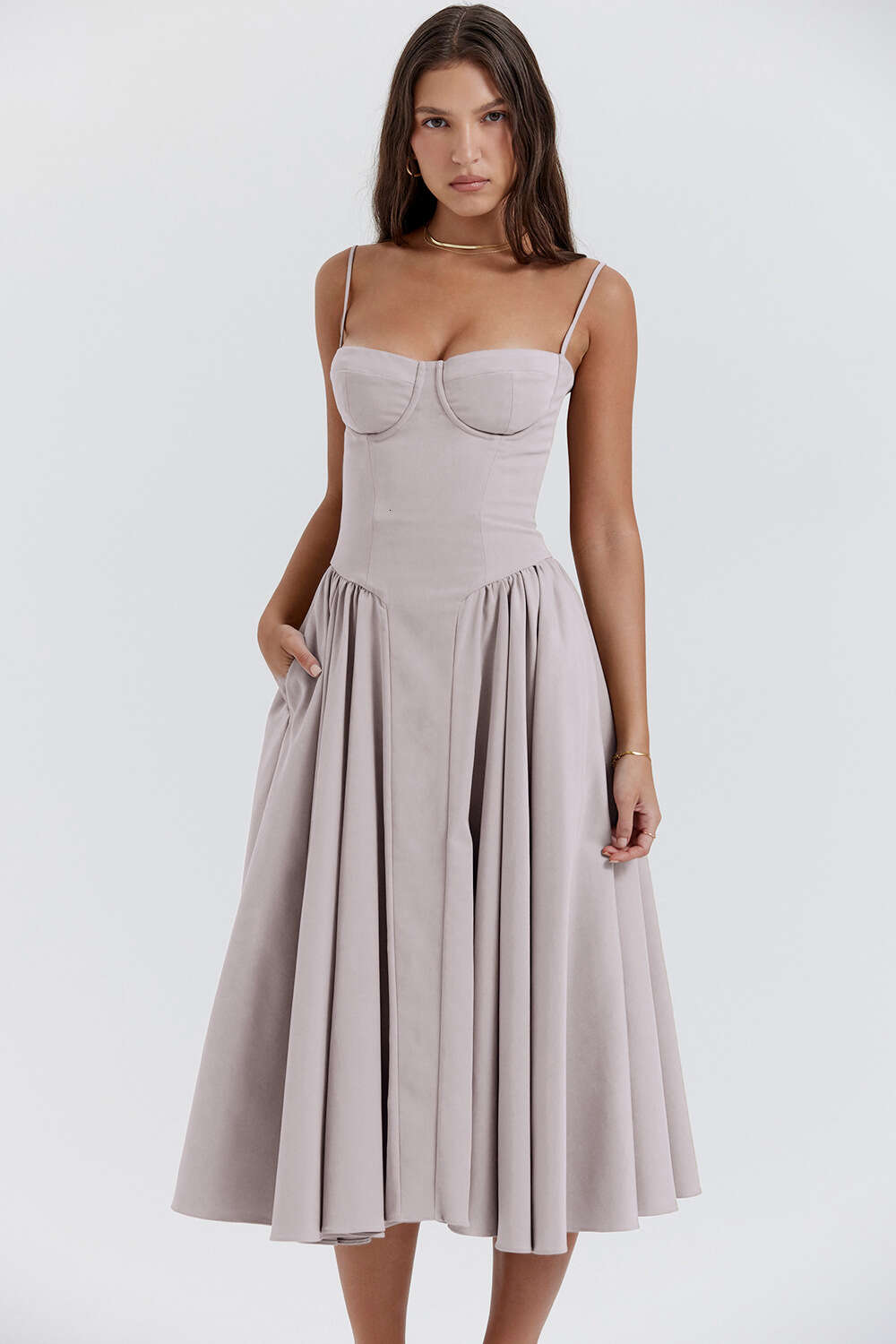 Summer New French Long Skirt Palace Style Dopamine Dressing with Sling Dress for Women F41840